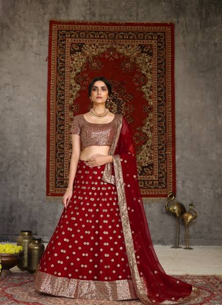 Red Colour Girlish Vol 1 Designer Fancy Heavy Wedding Wear Heavy Net Sequince Embroidered Work Bridal Lehenga Choli Collection 123